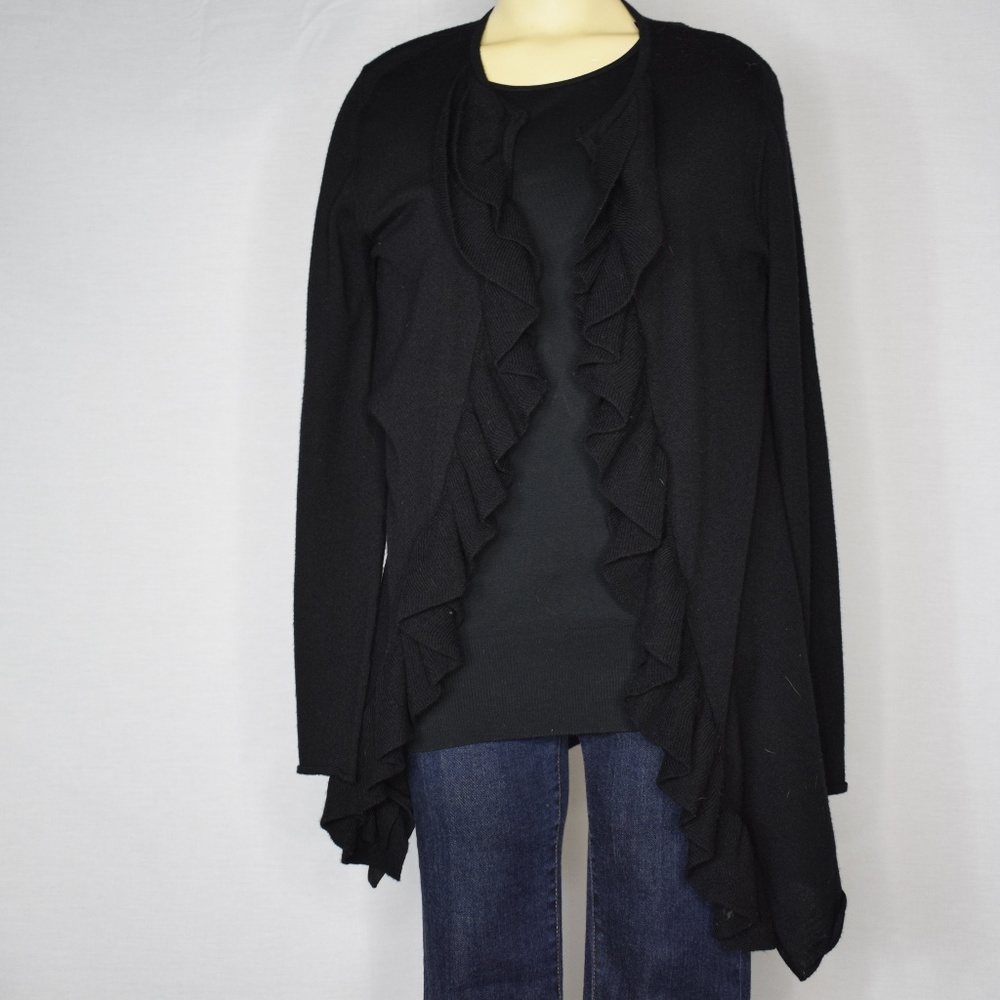 Tory Burch | Ruffled Black Open Cardigan